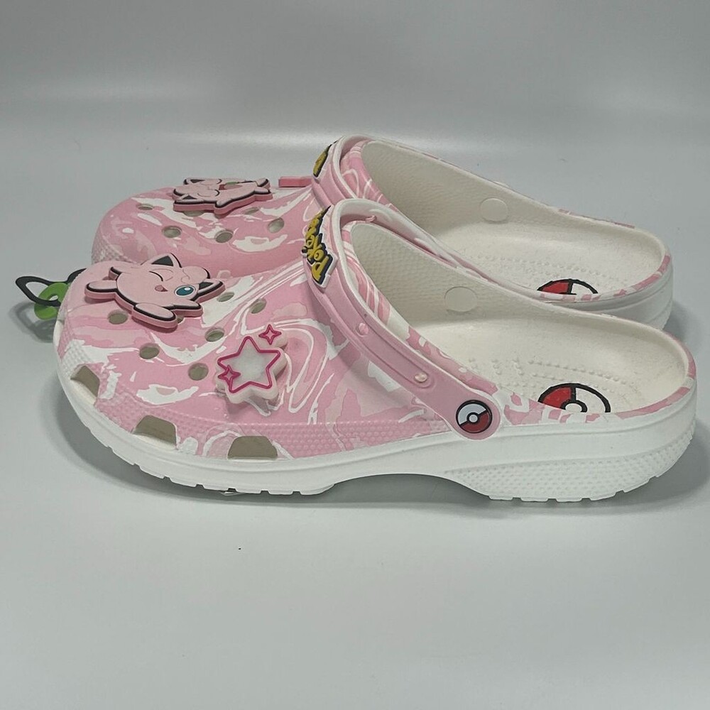 Mens Crocs Pokemon Jigglypuff 210243-90H Size 12 Pink Clog Jibbitz Shoes